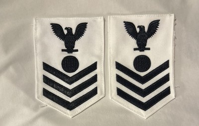 US Navy PO1/E6 Rate (2) Electrician s Mate White Petty Officer 1st Class USN