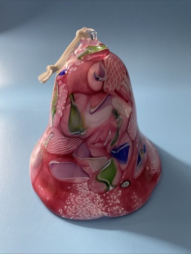 Rare Vintage Large 4” Cape Cod Glass Works Hand Blown Pink Bell Ornament