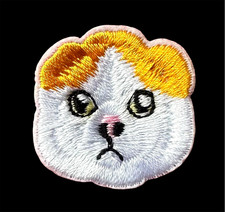 Cute Animal Face embroidered Iron-On 1 1/2 x 1 3/8 inch