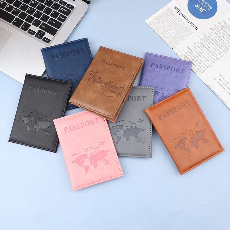 World Thin Slim Travel Passport Holder Wallet Gift PU Leather Card Case Cover - Bild 1 von 4