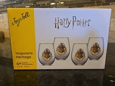 Harry Potter Hogwarts Heritage Stemless Drinking Glasses 19oz Glass Tumblers NEW