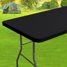 Spandex Elastic Tablecloth for 6 Foot 72" x 30" Rectangular 1 Black