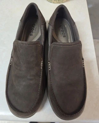 Crocs Brown Canvas Shoes Men\'s Size 8 Slip On Casual Comfort Sneakers Crocs Santa Cruz Loafer Shoes Mens Size 8 Khaki Canvas Slip  main image 2