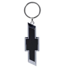 Chevrolet Black Bowtie Keychain Official GM Licensed Durable Metal Keyring