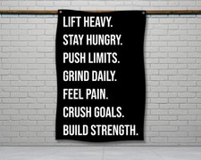 Motivational Gym Flag - Home Gym Decor for Weightlifting and Garage Gym