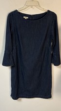 Talbots Womens Denim Flounce Sleeve Shift Dress Size 4