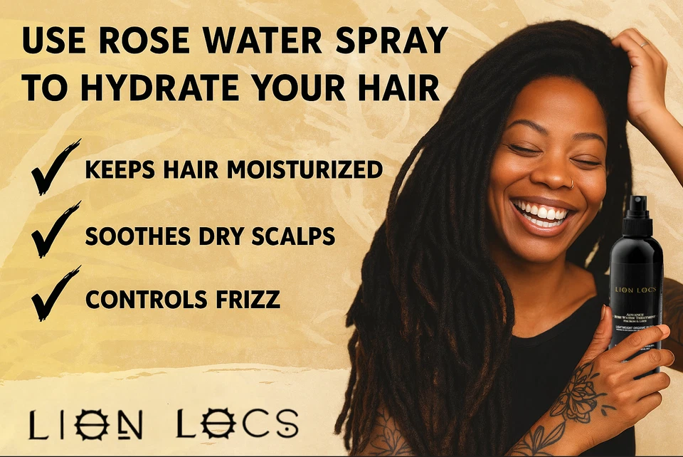 LION LOCS ROSE WATER SPRAY FOR DREADLOCKS, SISTERLOCKS, BRAIDS, DRY HAIR - Image 4 of 4