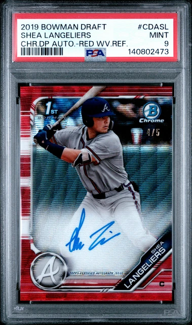 2019 Bowman Chrome Shea Langeliers Red Wave Refractor Auto Autograph /5 PSA 9!