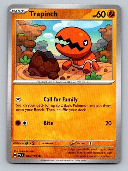 2024 Pokemon Card Surging Sparks Trapinch 104/191