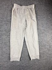 Adidas Pants Mens Medium Gray Fleece Joggers Sweatpants Elastic Cuff 3-Stripes