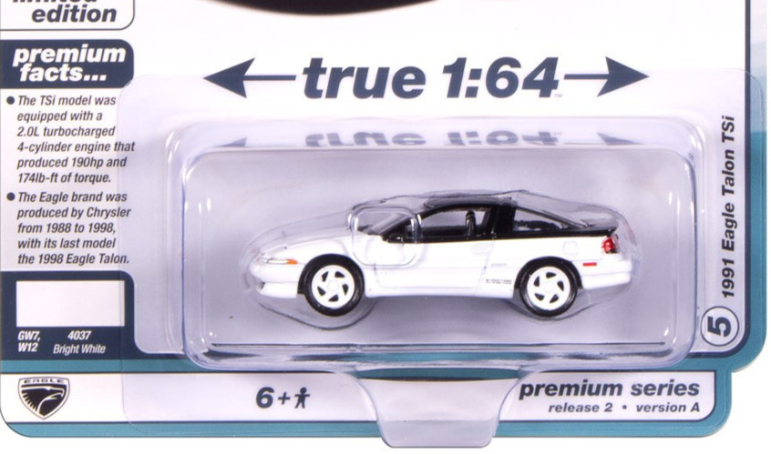 Auto World Modern Muscle Bright White 1991 Eagle Talon TSi 1:64 Diecast Car