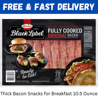 Hormel Black Label Fully Cooked Bacon - Thick Bacon Snacks For Breakfa