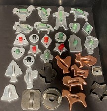 Vintage Metal Cookie Cutters w/ Red  Green Handles - Lot of 32