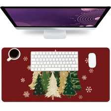 Christmas Tree Mouse Pad PU Leather Desk Mat Large Waterproof Gaming Pad
