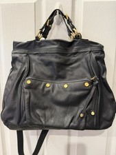 Borsa a tracolla Steven By Steve Madden nera in vera pelle con bordo oro