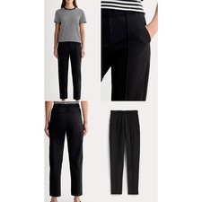 Everlane The Dream Pant Black Pintuck Tapered Elastic Waist Trousers Women S