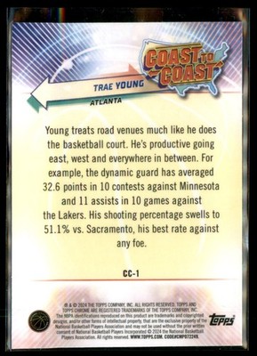 2024-25 Topps Chrome Coast To Coast Trae Young Atlanta Hawks CC1 | eBay