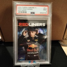 Max Verstappen 2021 Topps Chrome F1 Redliners Card PSA9 Mint Red Bull