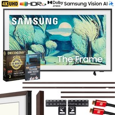 Samsung 43" The Frame QLED 4K AI Smart TV 2025 w/ Brown Bezel Protection Bundle