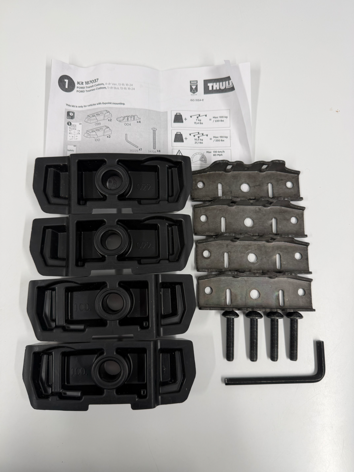 Thule Fitting Kit  7037 used no box fits FORD Transit Custom 4-dr Van 13-18 18-