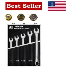 Efficient 5-Piece SAE Large Size Wrench Set | Long Pattern, 12-Point Performance