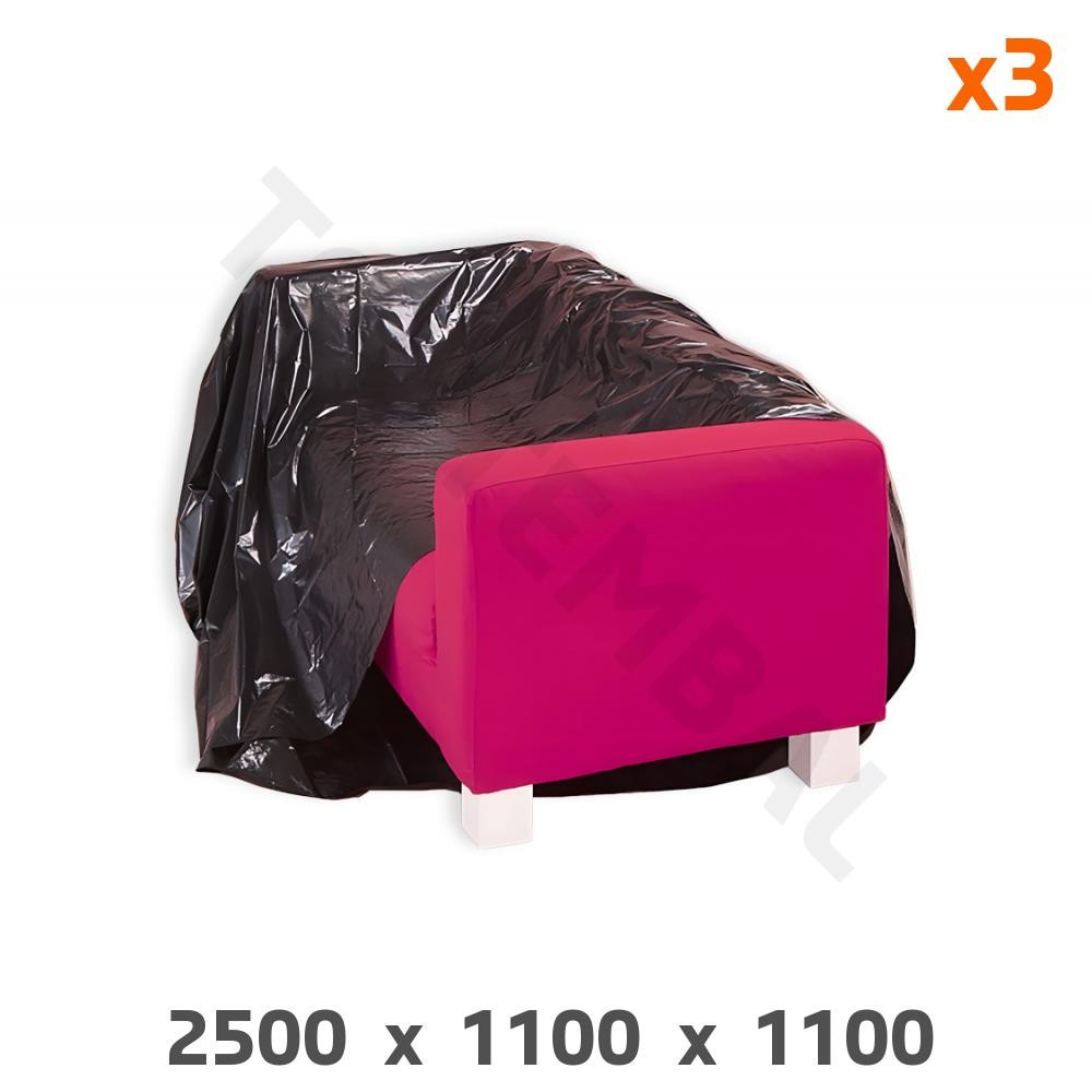 Housse de protection pour canapé en plastique 45µ 250x110x110 cm lot de 3