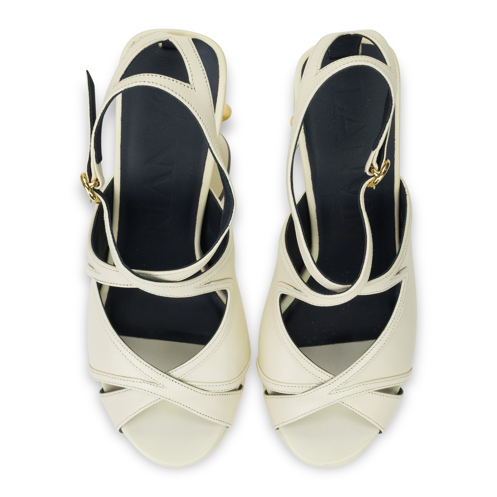 NIB LANVIN WHITE SMILE 105 PLATFORM SANDALS HEELS SIZE 37 $2145