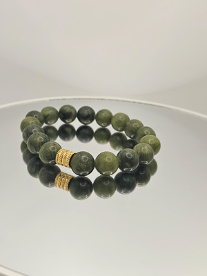 12 mm grün kanadische Jade dehnbar Herren Armband Heilkristalle Geschenk für Ihn