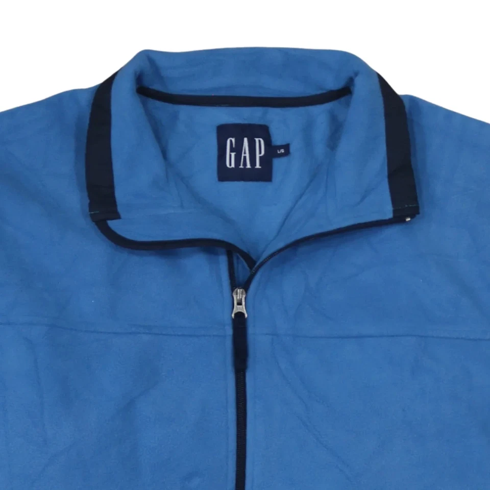 Gap Blue Fleece Jacket Women’s Large Full Zip Pockets Stand Collar Outerwear - Image 3 of 4