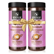 Bevzilla Vanilla Flavoured Instant Coffee Powder Jar - 400 Gram(200g Pack of 2)