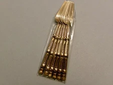 ( LOT OF 6 ) VINTAGE THAILAND NICKEL BRONZE BAMBOO SEAFOOD / COCKTAIL FORKS NOS