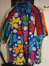 Vtg 1990s Jams World Rayon Hawaiian Aloha Button Up Shirt 30th Anniversary XL
