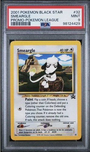 2001 Pokemon Black Star Promo Smeargle Pokemon League #32 PSA 9 MINT