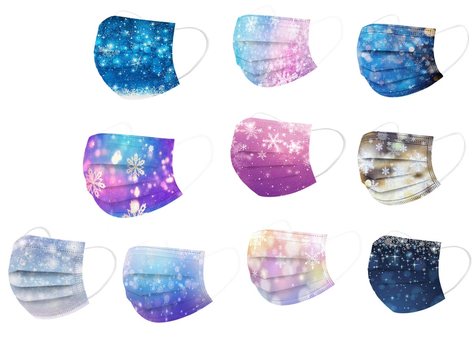 SAFETY MASK Mundschutz Einweg Maske Winter Schneeflocken Weihnachten