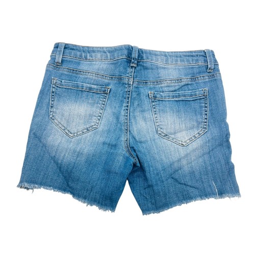 Pantaloncini jeans blu denim Mudd ragazza orlo grezzo invecchiato lavaggio medio casual ragazze 16 - Foto 2 di 5