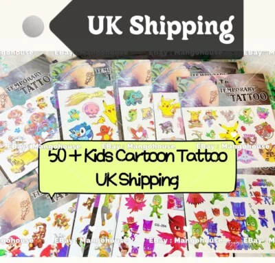 BUY 2 GET 1 FREE - Kids Temporary Cartoon Tattoo Party bag fillers Loot