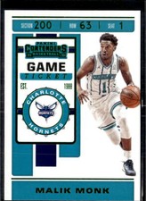 2019-20 Panini Contenders #75 Malik Monk Game Ticket Green Charlotte Hornets