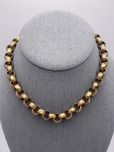 Hammered Chain Link Collar Necklace 