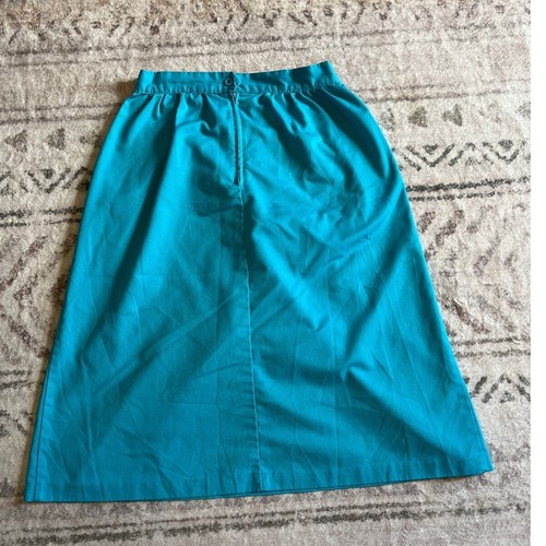 Vintage 80's Hunter's Glen Pleated Front Pencil Skirt Turquiose Women's 11/12 - Picture 5 of 7