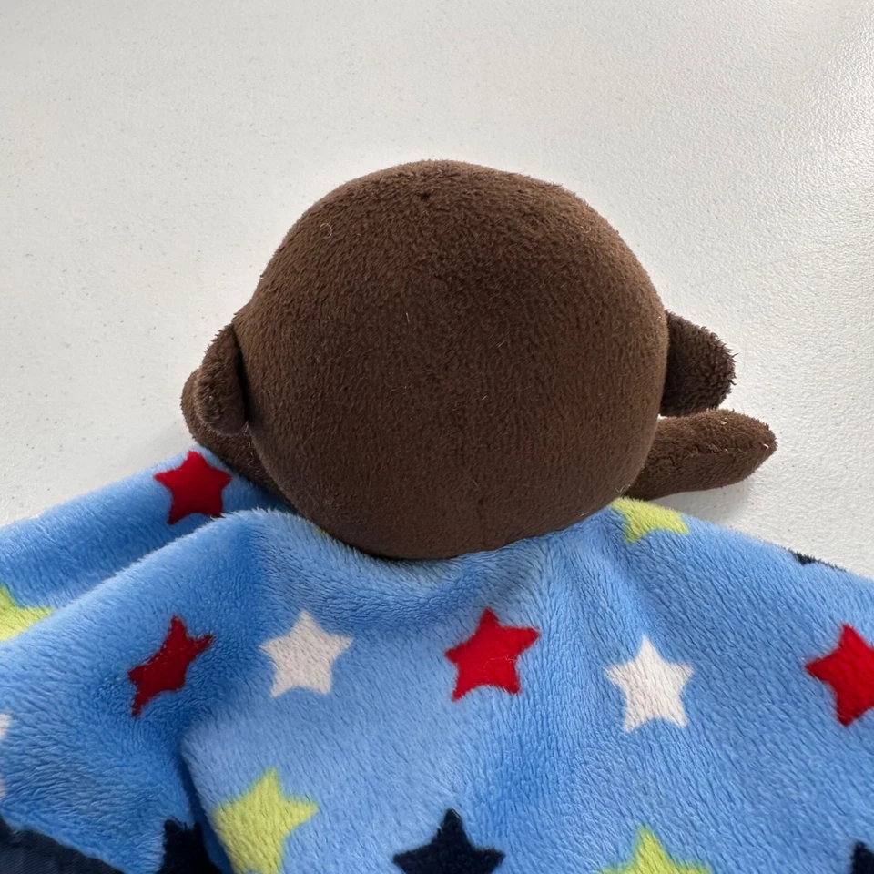 Manta de Seguridad Garanimals Mono Peluche Lovey 12" Azul Estrella Satinado Ribete Niño Foto 3 de 4