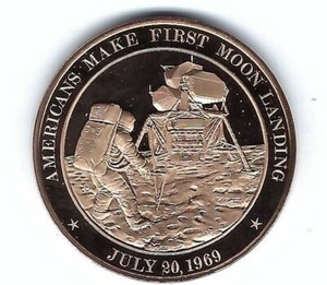 1969 Apollo 11 Neil Armstrong First Moon Landing Nasa Bronze Coin Medal Ebay