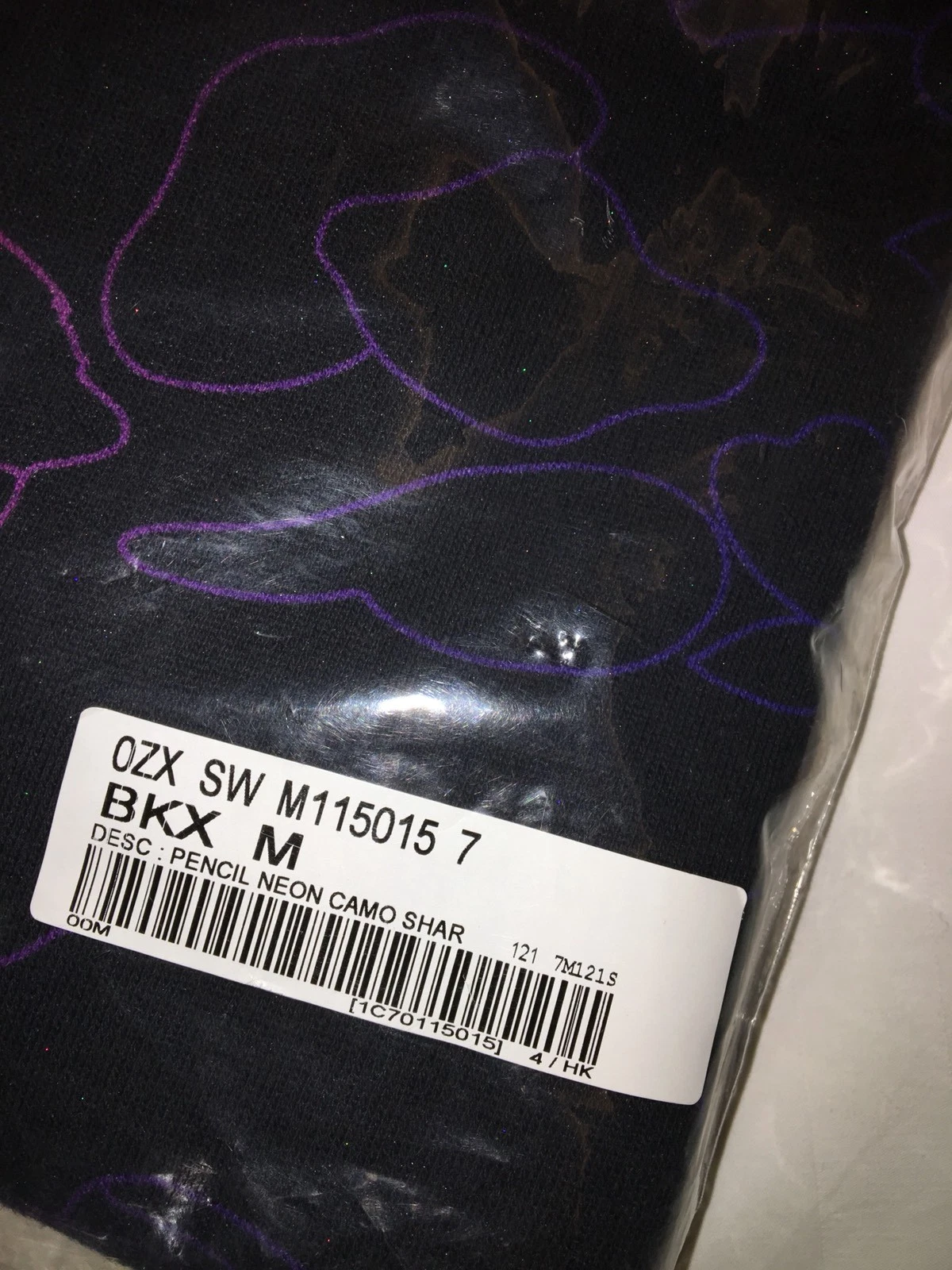 A BATHING APE (BAPE) Felpa con cappuccio mimetica squalo Bape Pencil al neon media nuovissima DEADSTOCK!!!!