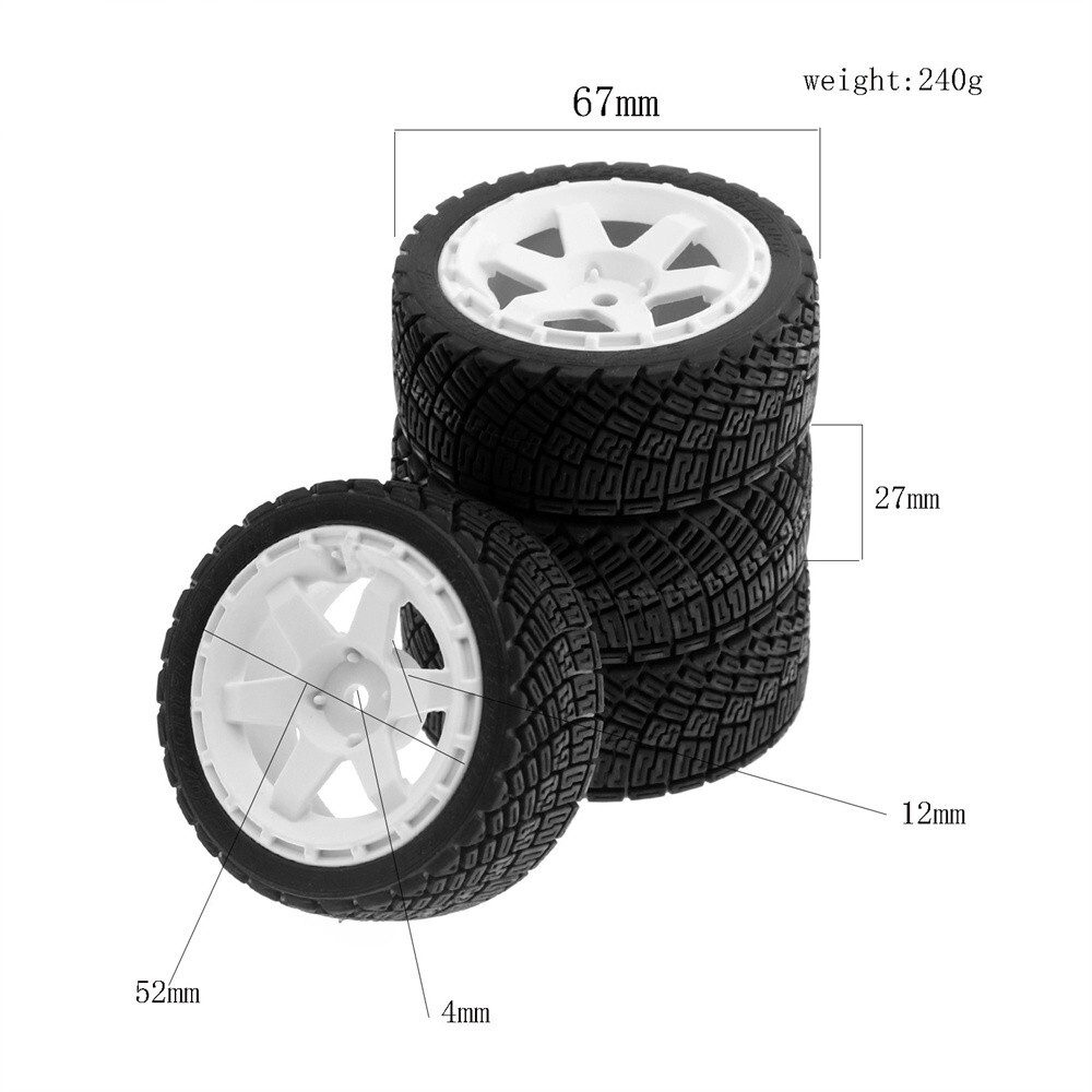 4PCS RC Car Rubber Tuning Tyres for Tamiya 1/10 TT02 XV01 Lancia Delta Crawler