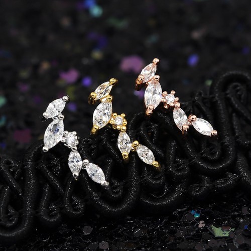 Gem Crystal Ear Cartilage Helix Ring Bar Stud Ear Cuff Climber Piercing Earring - Picture 122 of 268
