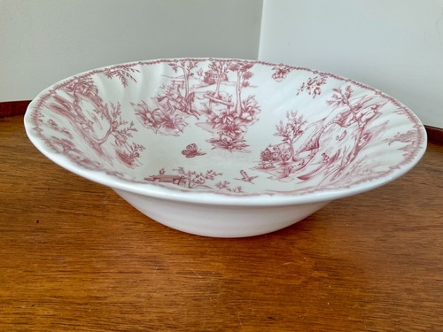 Queen’s Chelsea Toile PINK & WHITE Serving Bowl MINT Condition Swirl Earthenware - Picture 11 of 11