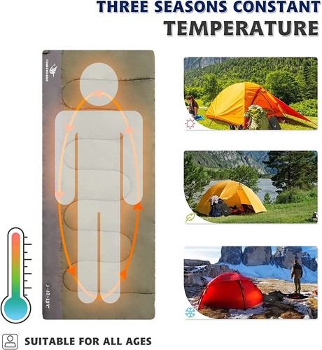 Invidual Sleeping Bag Unisex Outdoor Green 03 Season Zipper Constant Temperature - Picture 4 of 8