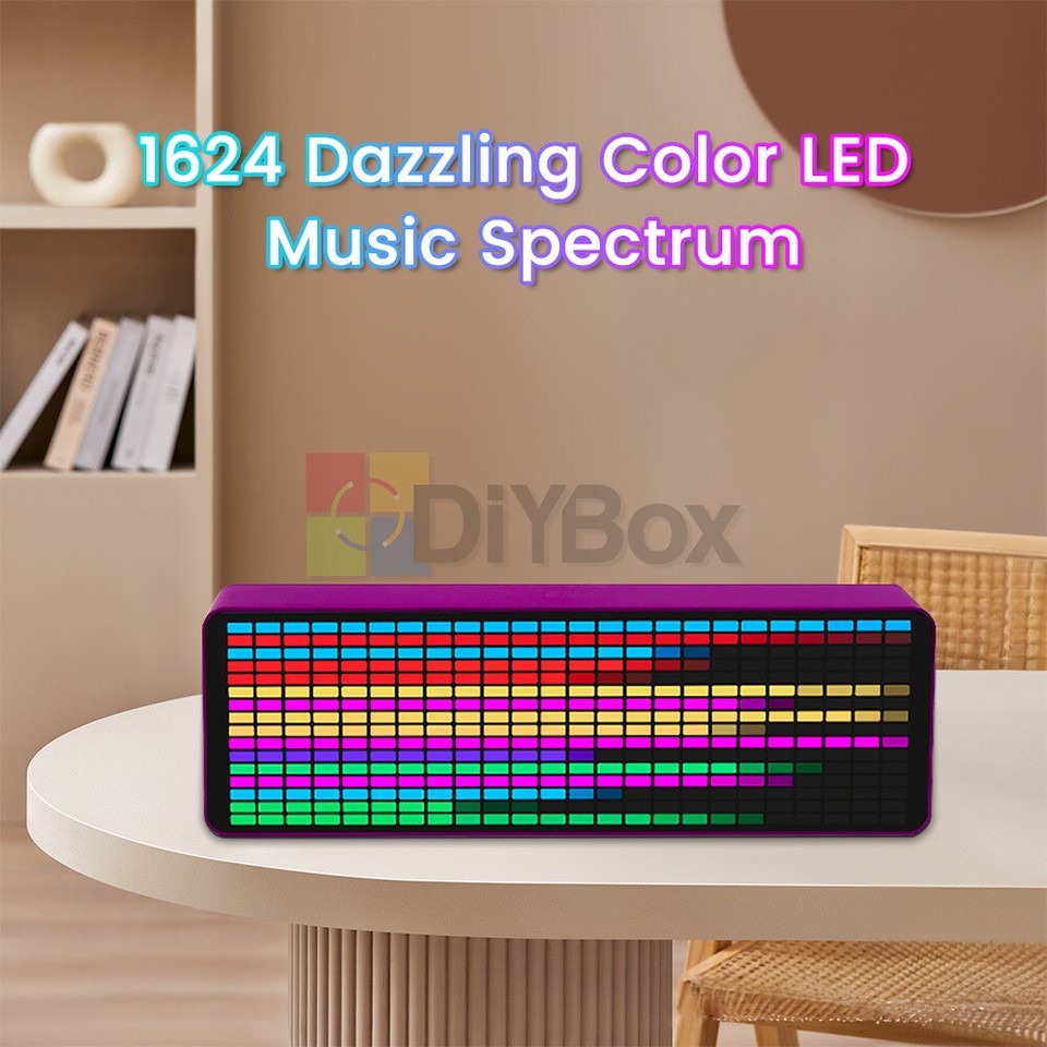 MIC+CABLE Sound Level Meter Clock LED Audio Display Music Spectrum ...