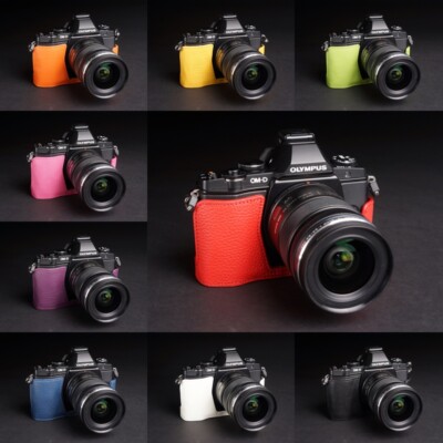 For Olympus OMD EM5 Handmade Genuine Leather Half Camera Case Cover