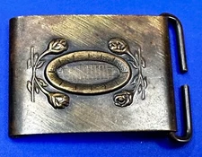 Vintage Rose Design Steel Belt Buckle North & Judd Anchor Mark Likely 1930's