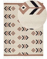 Kelim-Teppich Baumwolle Beige 160X230 Cm Handgewebt Geometrisches Muster Niavan